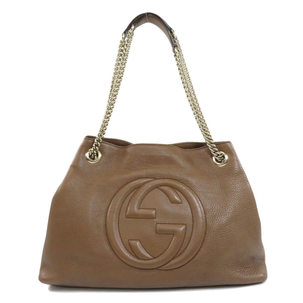 Gucci Soho Chain Tote Bag Calf Leather Brown